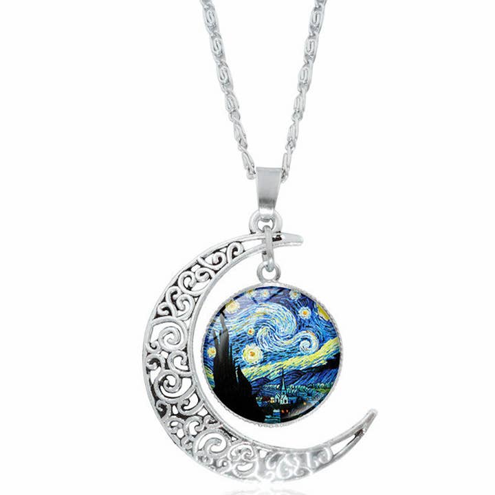 HOLLOW OUT MOON GEM PENDANT NECKLACE_CWAJE0705 for wholesale by ACCITY