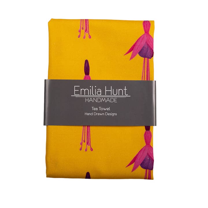 Emilia Hunt - Wholesale Tea Towel - Ochre Fuchsia Tea Towel