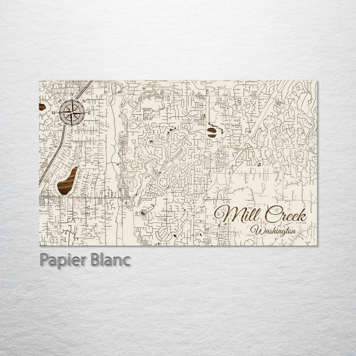 Washington: Mill Creek Street Visa karta för wholesale av Fire & Pine