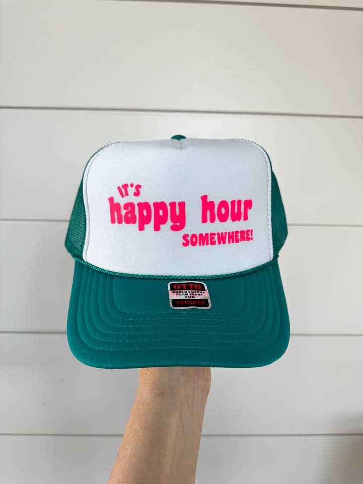 It's Happy Hour Somewhere Trucker Hat for wholesale by The Day Away Collective