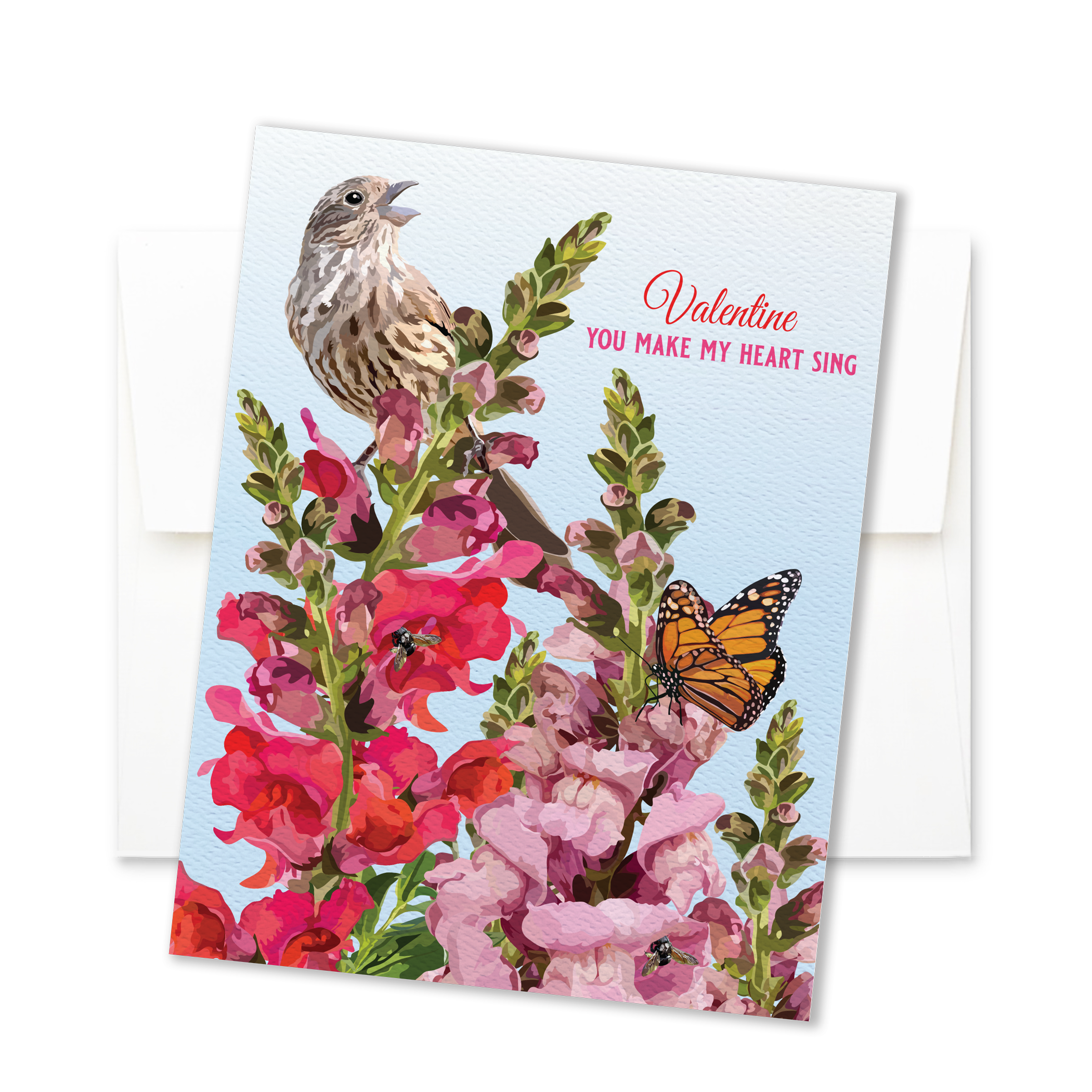 The Red Barn Press - Wholesale Valentine's Day Card - Valentine Greeting Card | Country Floral, Bird & Snapdragons4