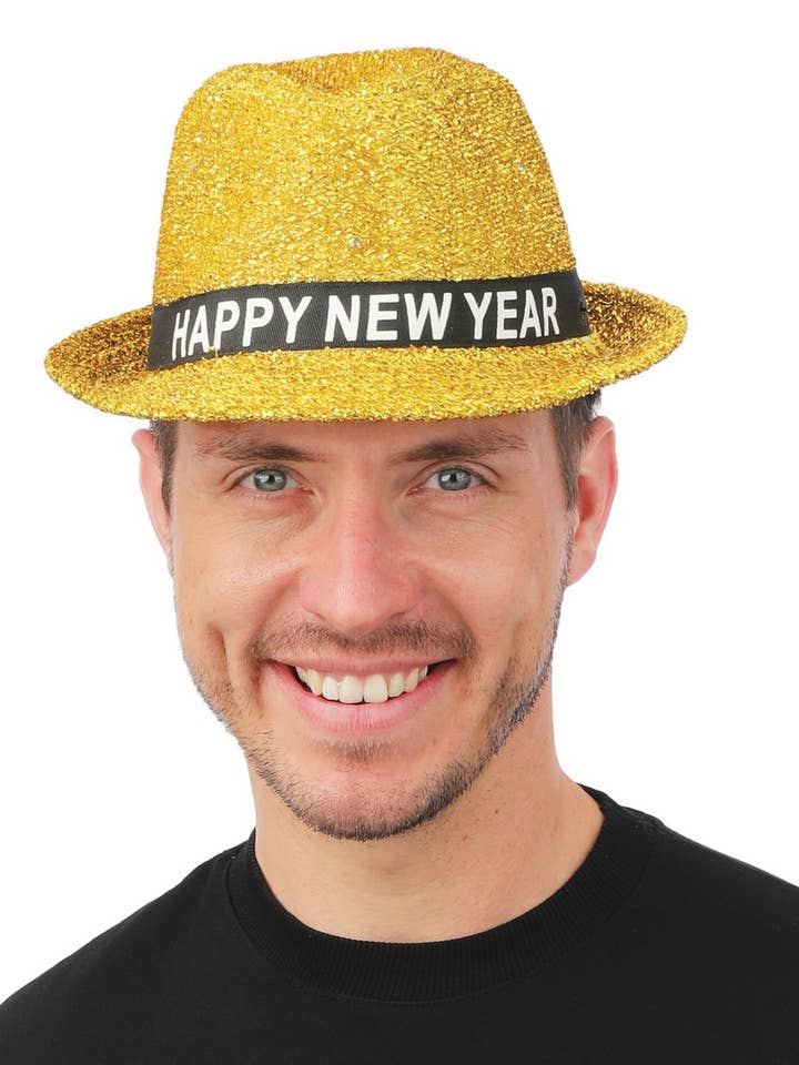 Borsalino Feliz Año Nuevo - LED - adulto - oro para venta al por mayor de P'tit Clown