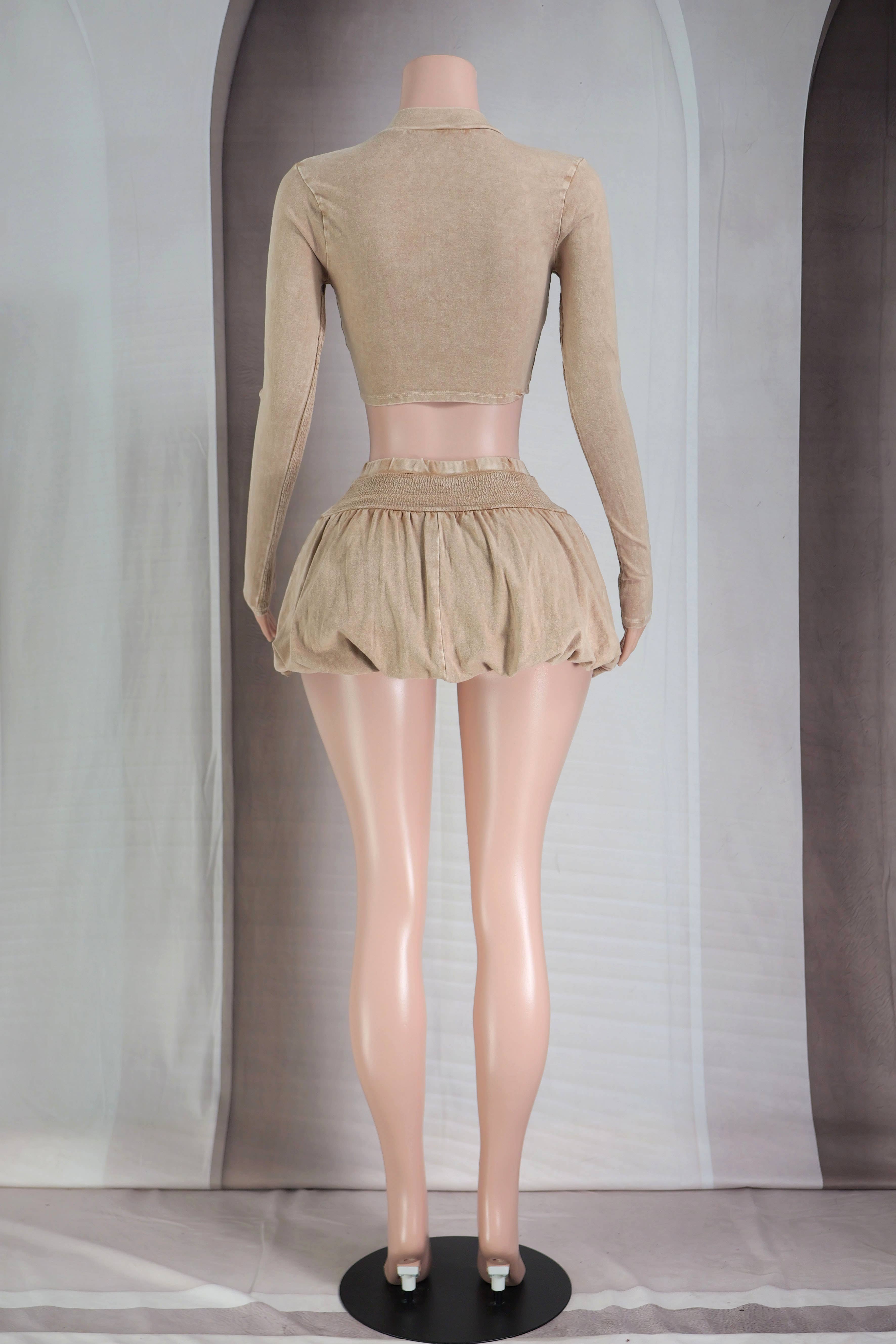 Dalia Studio - Vendita all'ingrosso Completo top e gonna - Donna - SET GIACCA A CONTRASTO MINERAL WASH E GONNE A BOLLE9