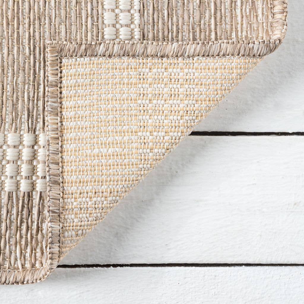 Abani Rugs - Wholesale Area Rug - Ocean Gridscape Beige Brown Indoor/Outdoor Area Rug2