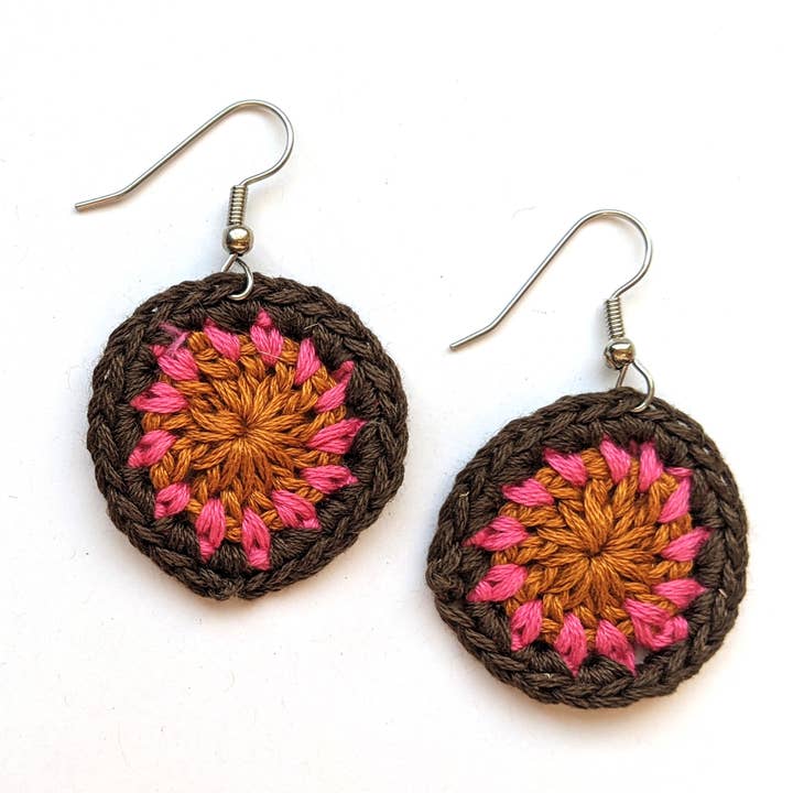 Handmade Crochet Circle Dangle Earrings for wholesale by Royaboya Handmade