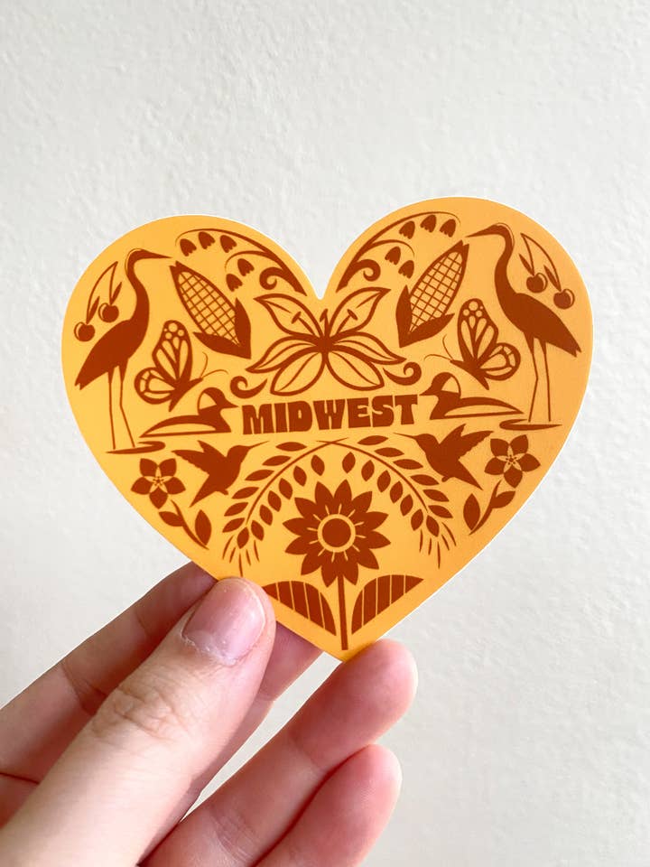 Midwest Flora & Fauna Heart Icons Vinyl Sticker for wholesale by Bottlebrush Graphics