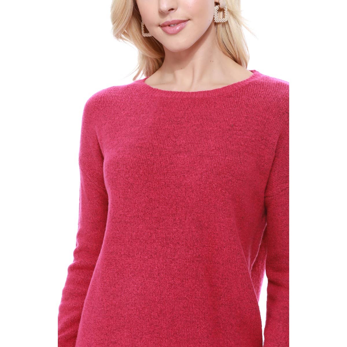 Mak – wholesale Pullovertröja - Dam – Crewneck stickad tröja med sidoslits MK801523