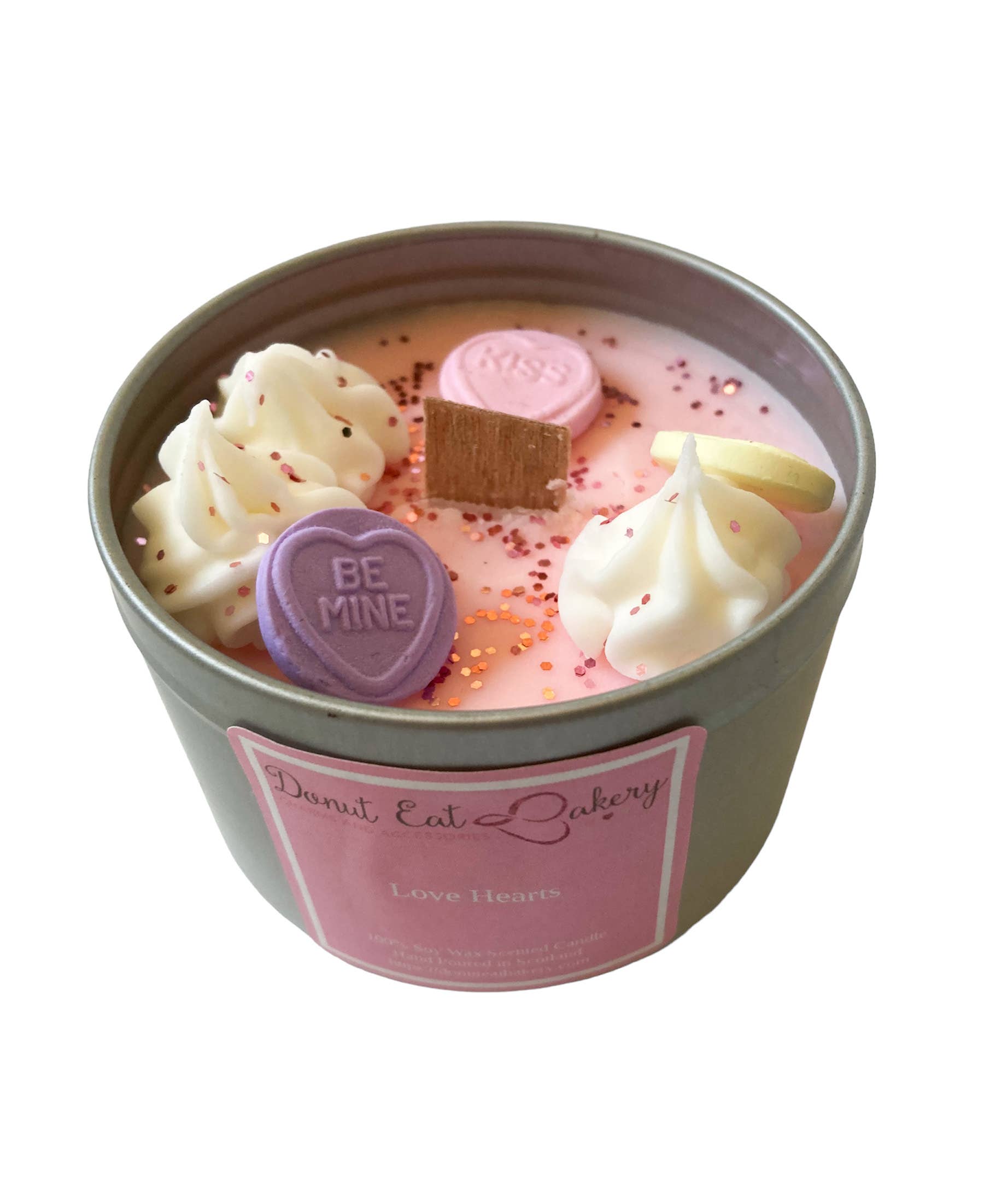Donut Eat Bakery - Vente Bougie en bocal - Bougie à mèche en bois parfumée Love Hearts