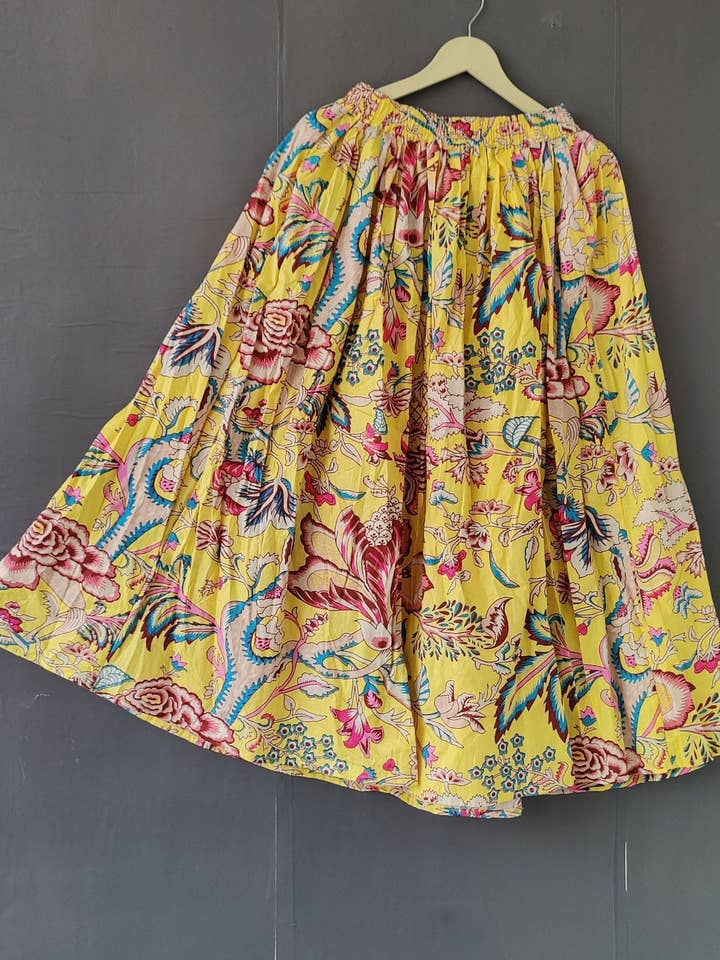 Handmade Floral Boho Maxi Cotton Skirt Beach Wear for wholesale by Bhawana Handicrafts