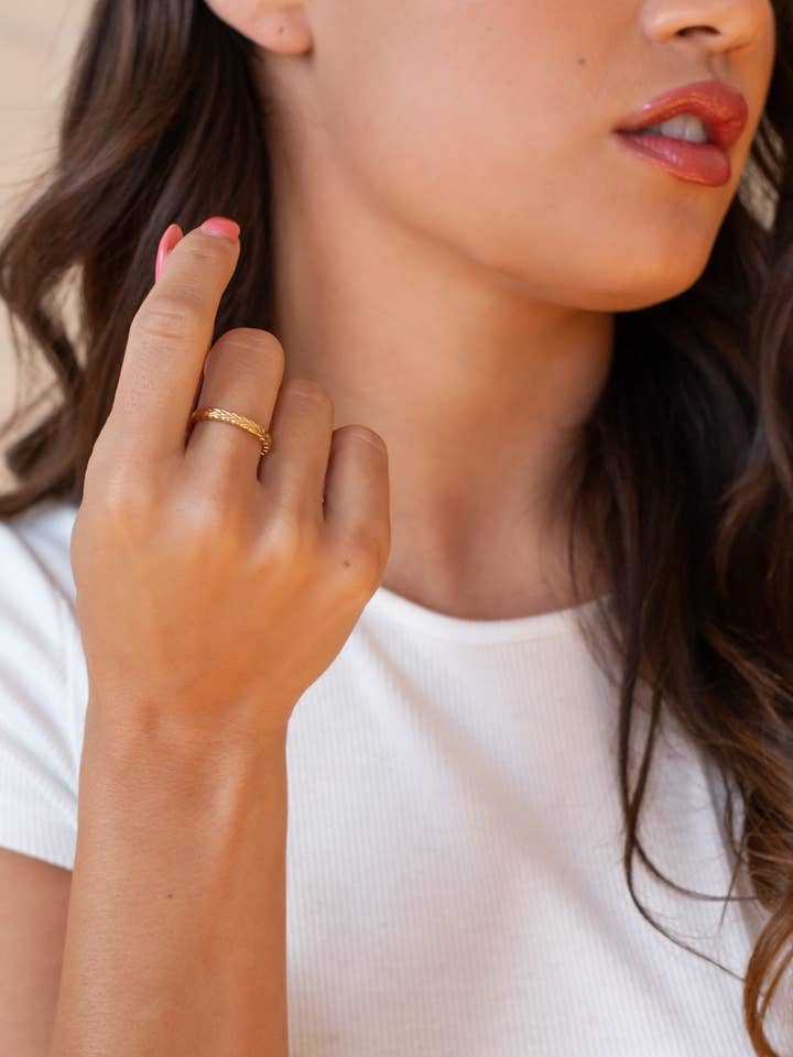 Luxe Gold Stamped Ring for wholesale by Panache Apparel Co.