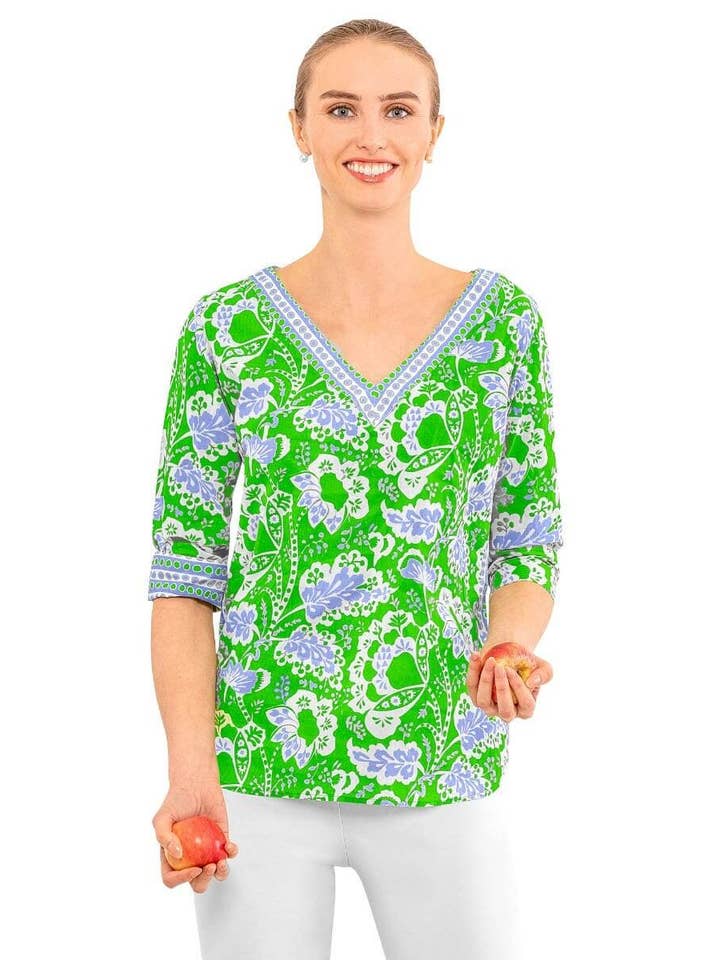Gretchen Scott LLC - Wholesale Blouse - Women's - Let It Flow Top - Flora5
