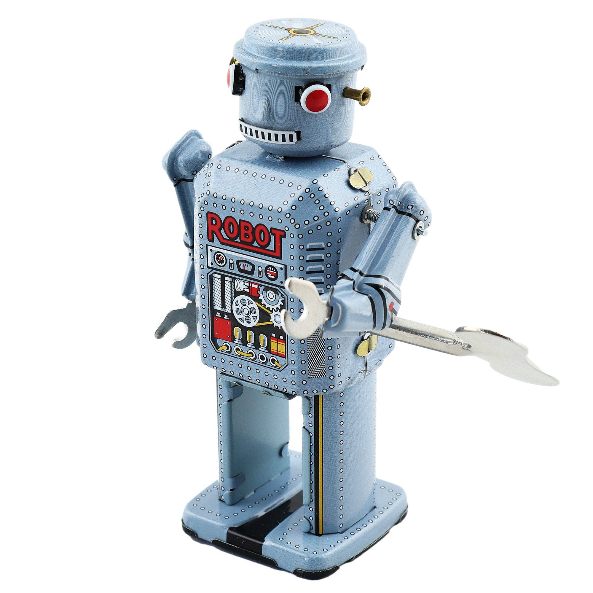 Tribal Trade GmbH - Vendita all'ingrosso Giocattolo a carica manuale - Bambini - Robot meccanico in lamiera azzurro chiaro1