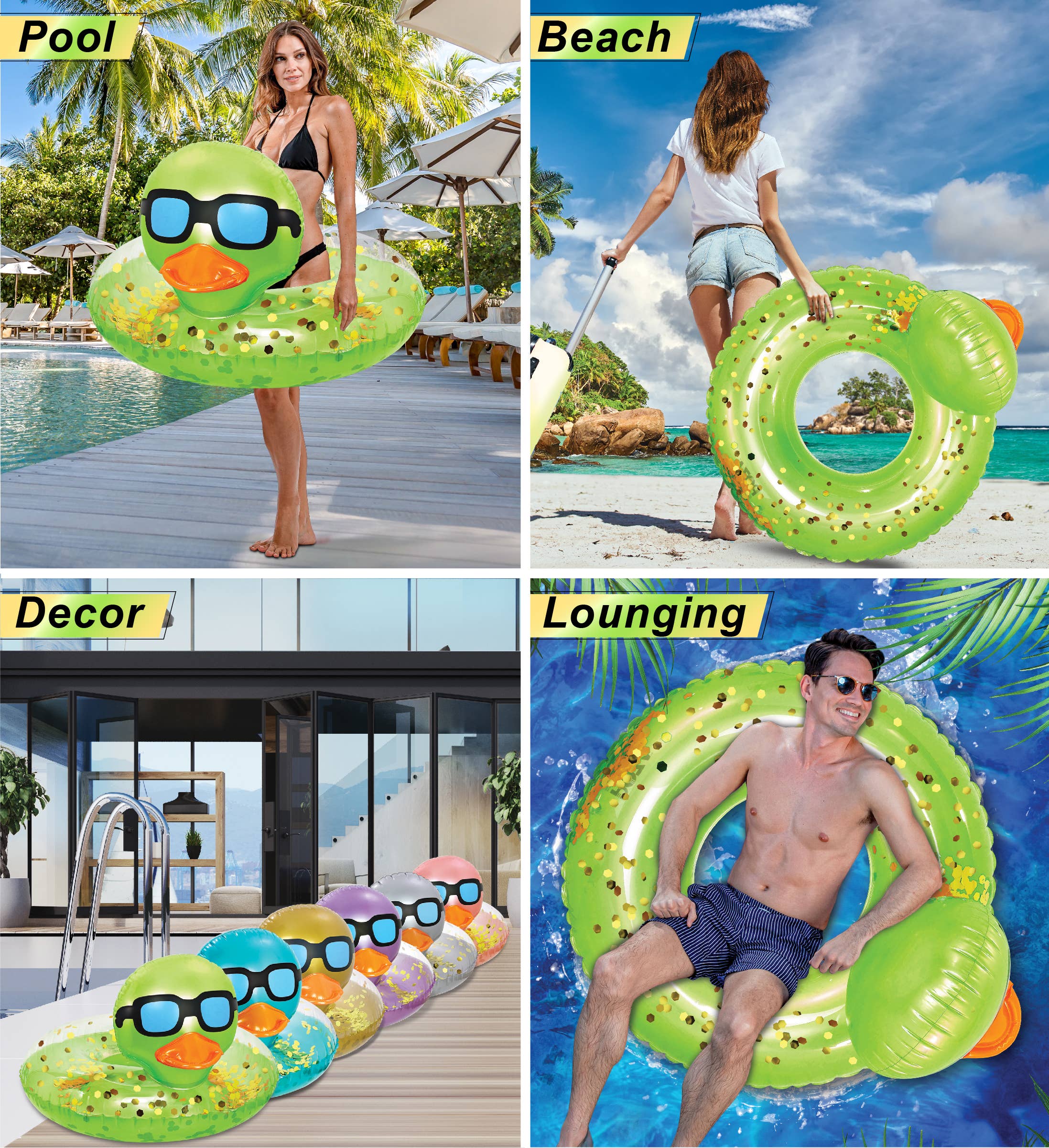 Cota Global - Wholesale Inflatables - POZA - DUCK POOL TUBE - GREEN GOLD2