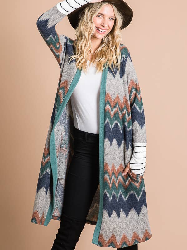 Everyday Casual Long Sleeve Maxi Cardigan T3647 for wholesale by 7th Ray