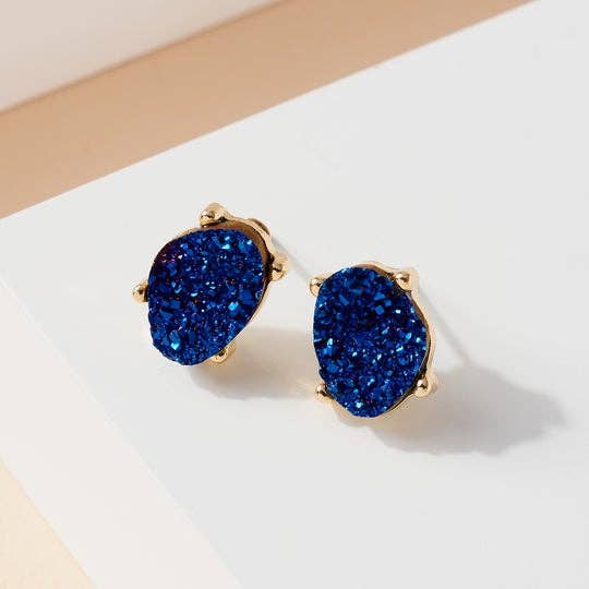 StarryNYC - Wholesale Stud/Post Earrings - Druzy Sparkly Stone Crystals Stud Earrings55