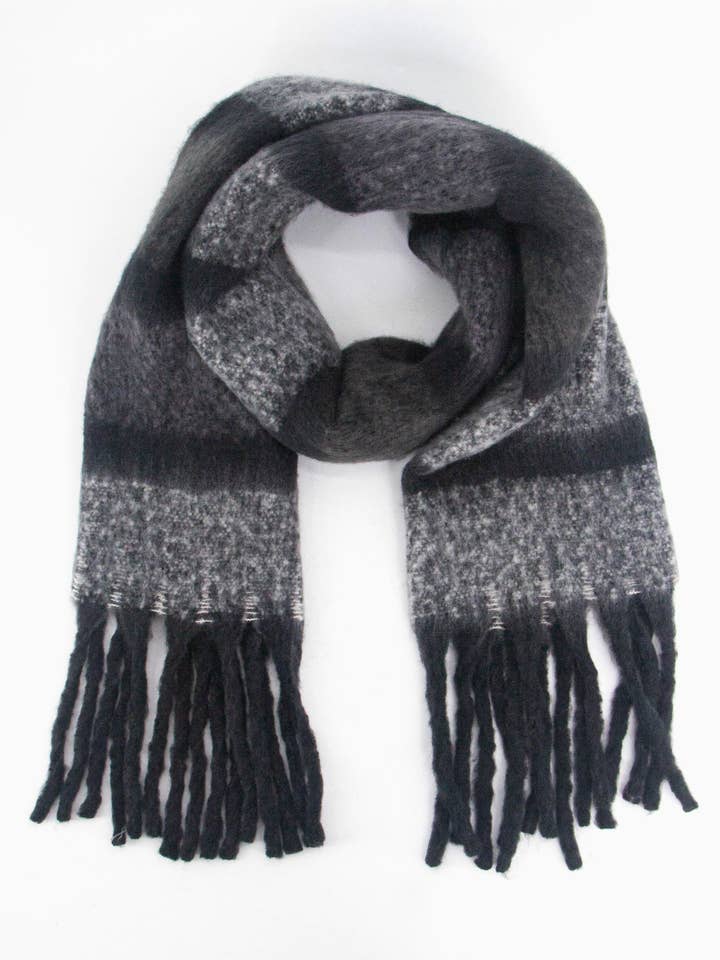 Blair Heavyweight Scarf - Grey, Colour Block Stripe for wholesale by Sarta Accessories