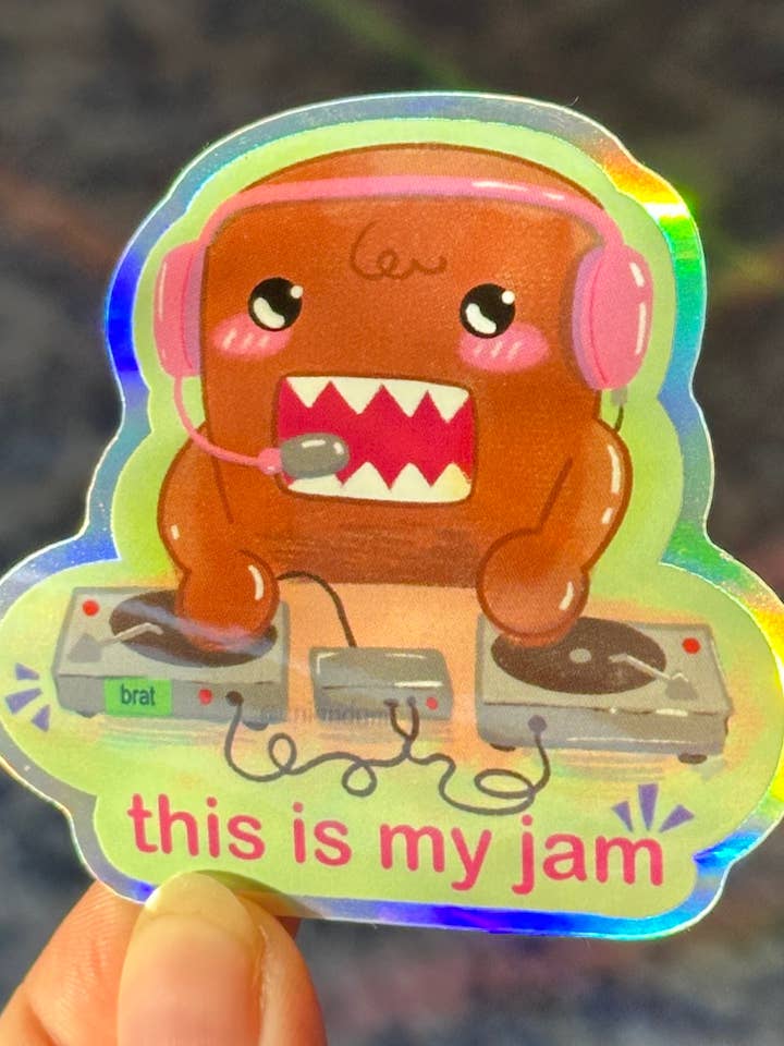 Music Jam Sticker | Y2K DJ Domo Holo for wholesale by Uni & Umi