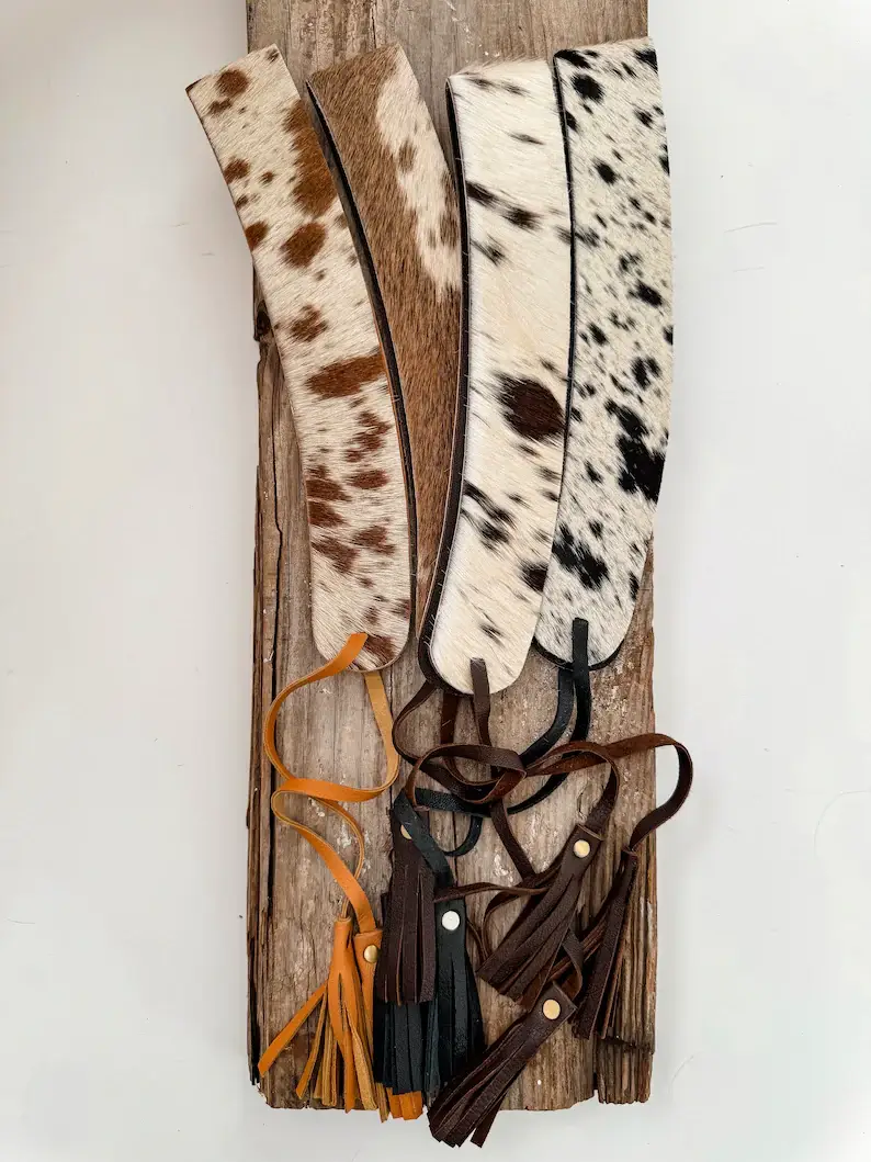 Boho Ranch Shop - Wholesale Hat Accessory - Women's - 1.65” COWHIDE HAT BAND Leather Hat Band leather ties2