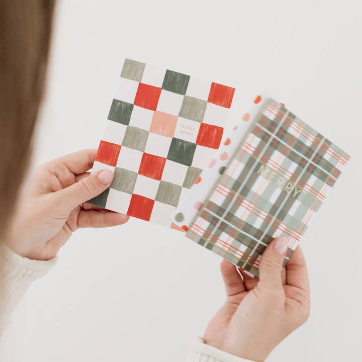 Ramona & Ruth - Wholesale Christmas Card - Merry Check Card | Boxed Set of 62