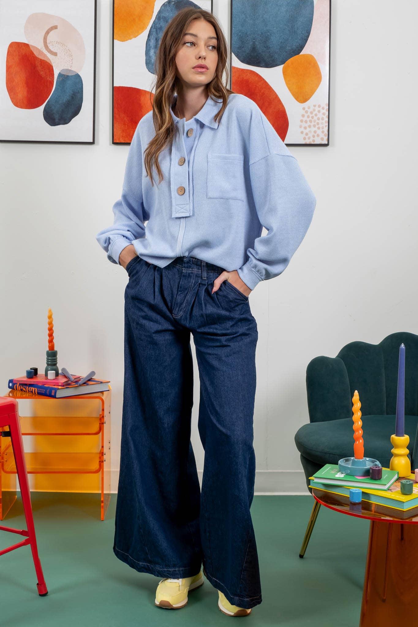 Blu Pepper - Venta al por mayor Jersey corto de punto - Mujer - TOP DE PUNTO CON CUELLO Y BORDES CRUDOS43