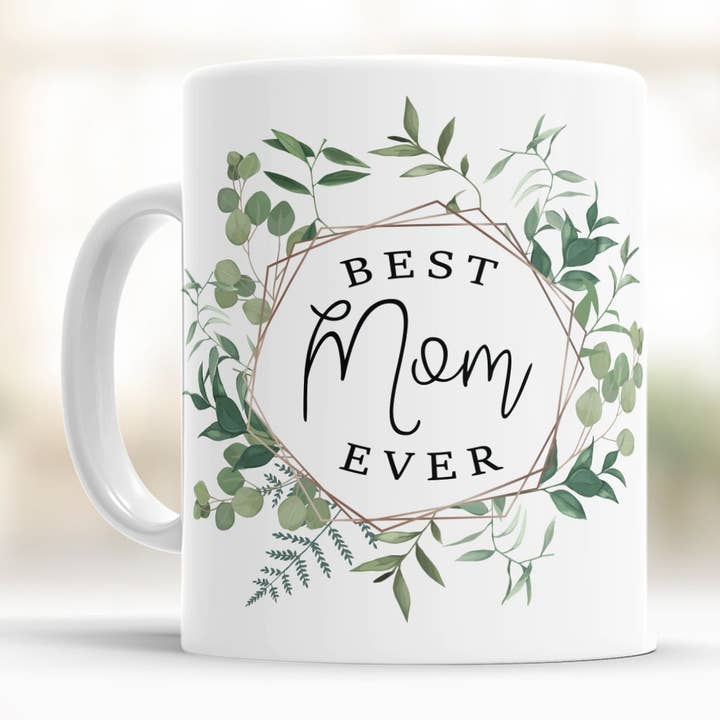 Best Mom Ever Kaffee Teetasse | Grüner Blattkranz Kaffeetasse | Geburtstag oder Muttertag Tee Kaffeetasse Trinkgeschirr Geschenk für Mama für den Großhandel von ZA Handmade Wholesale