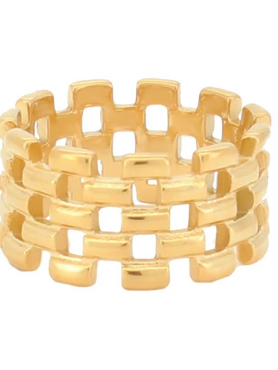 Mosaic 14K Gold Band Ring for wholesale by HoopLa