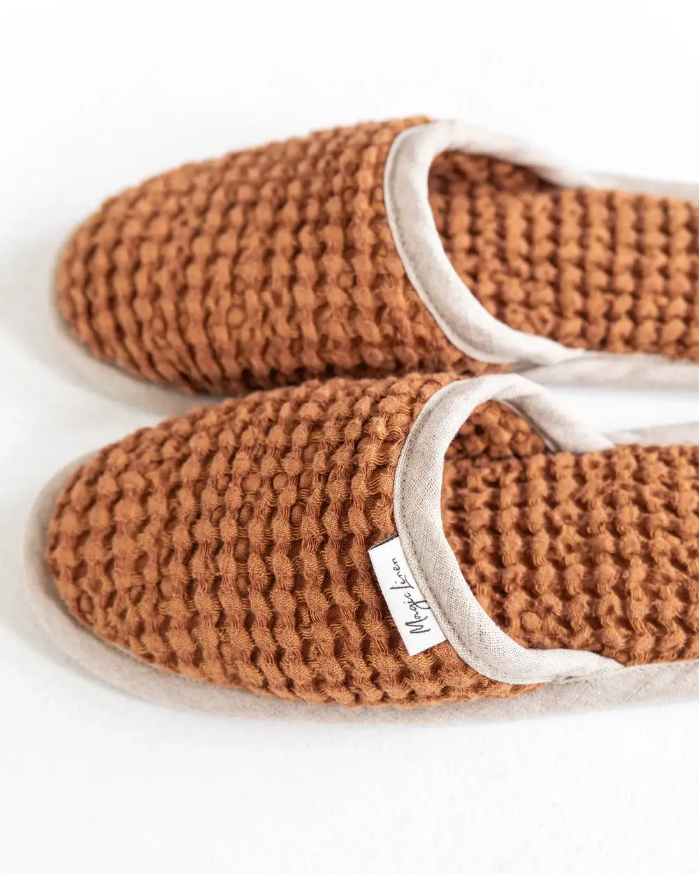 MagicLinen (We handle U.S. import procedures for you) - Wholesale Slippers - Unisex - Waffle Linen Slippers in Cinnamon (Unisex)3