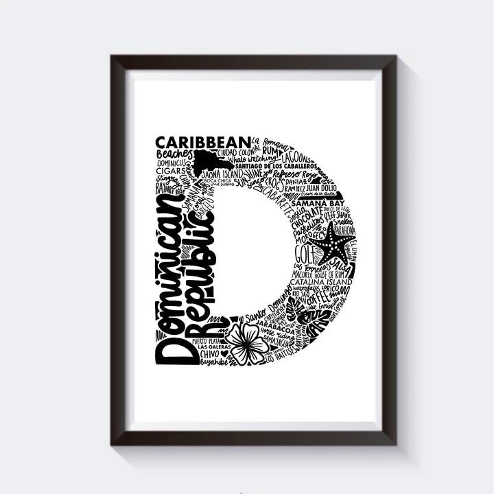 Dominikanske Republik Typografi Travel Print - 6 størrelser for engroshandel hos 2 Sisters