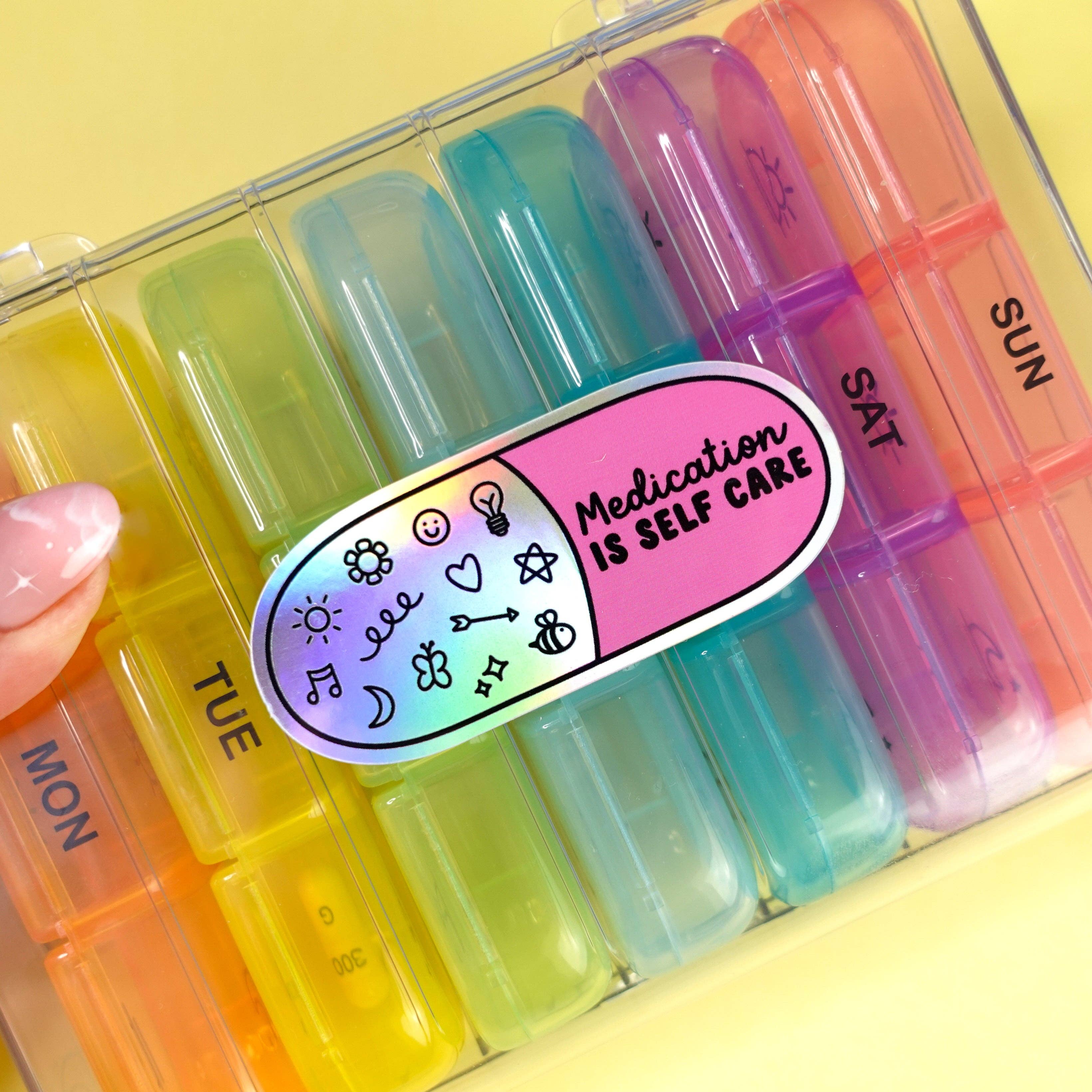 Sunshine Lane - Wholesale Sticker - Medication is Self-Care Holographic Sticker1