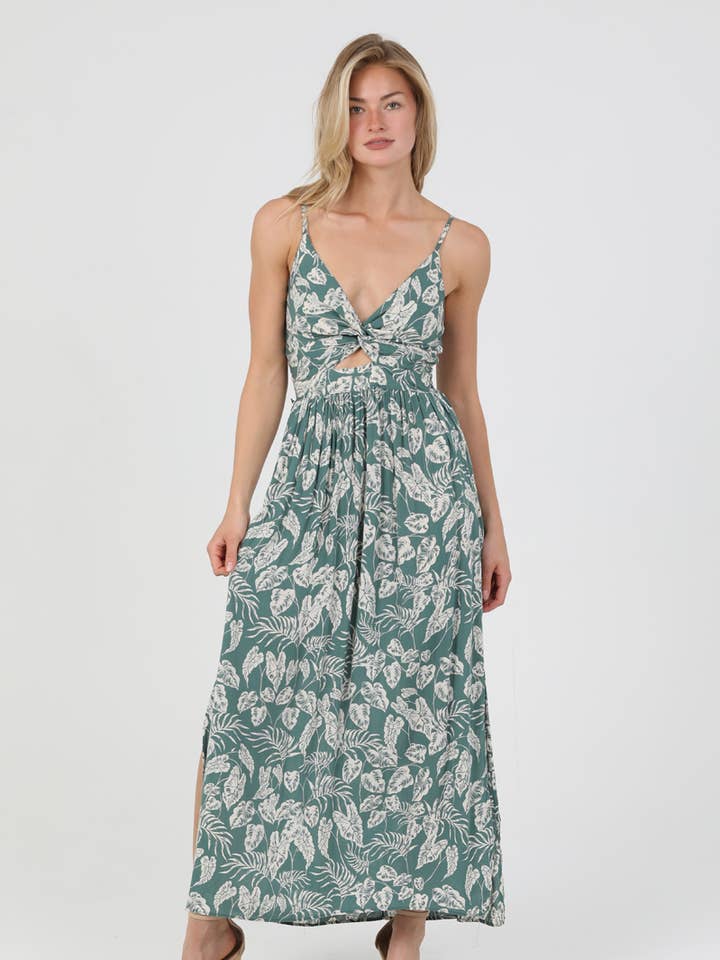 ANGIE – wholesale Dress – Women's – F4B48-A857 V NECK TWIST FRONT CUT OUT MAXI DRESS