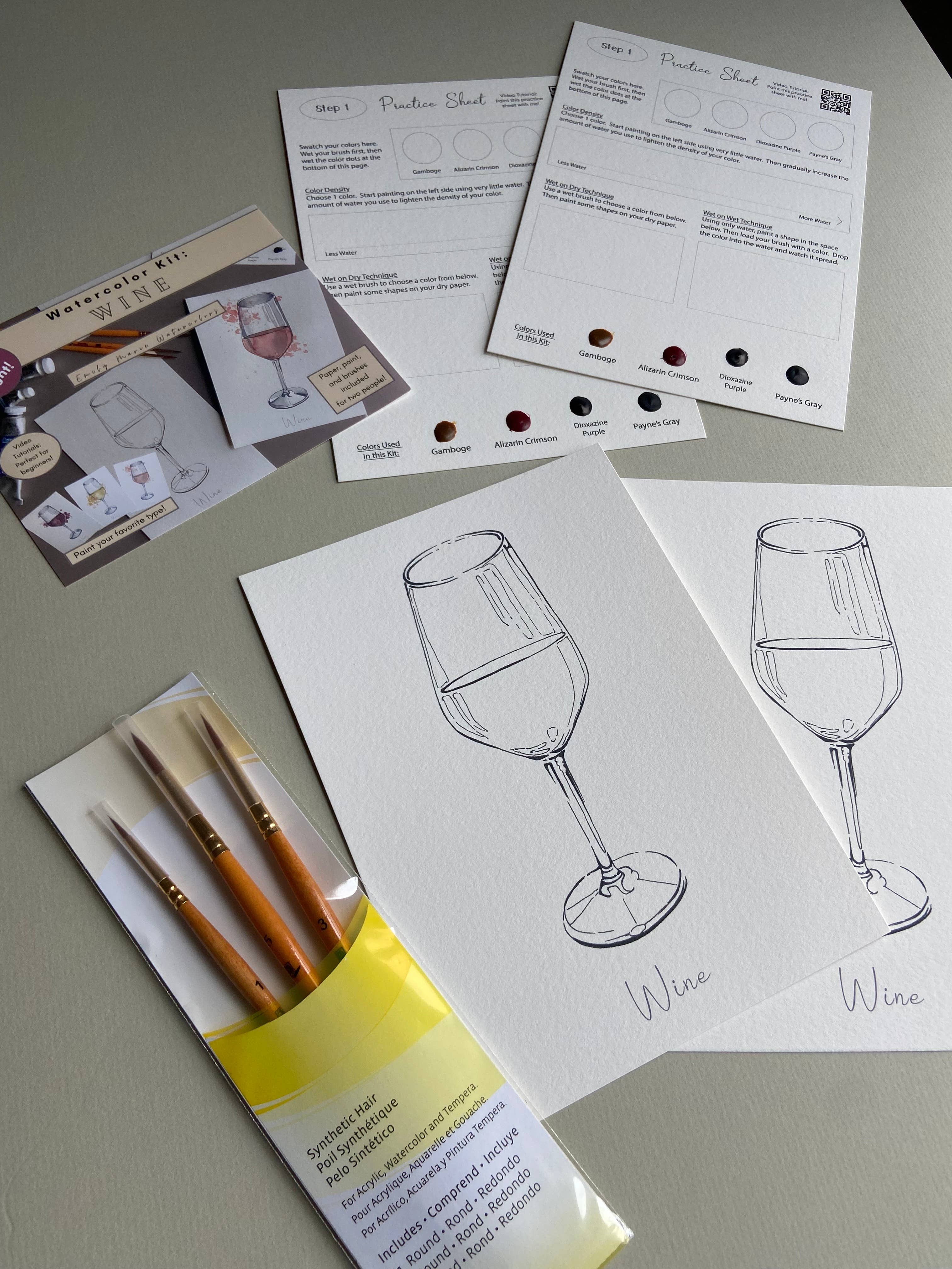 Emily Marie Watercolors - Wholesale DIY Craft Kit - Watercolor Date Night Kit: Wine2