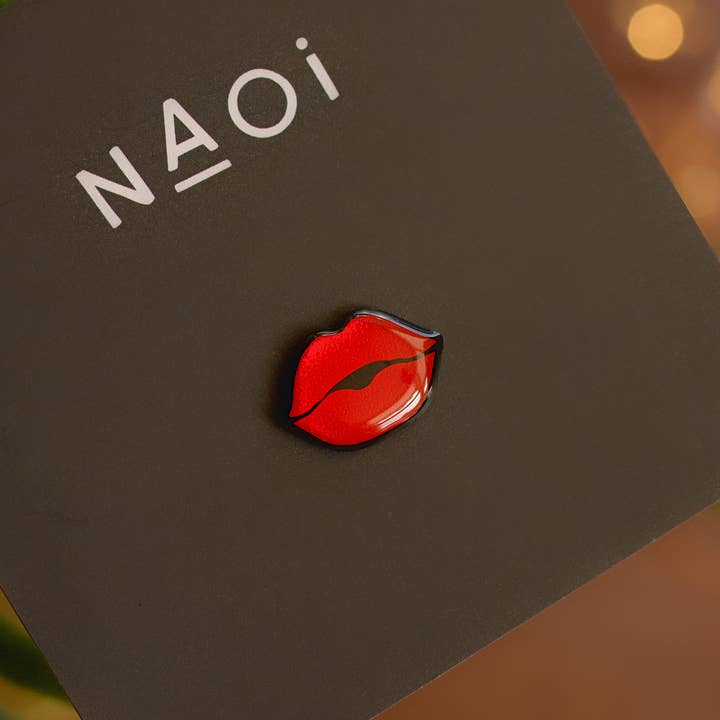 Red Lip Mini Pin Brooch - Handmade to Order for wholesale by Naoi
