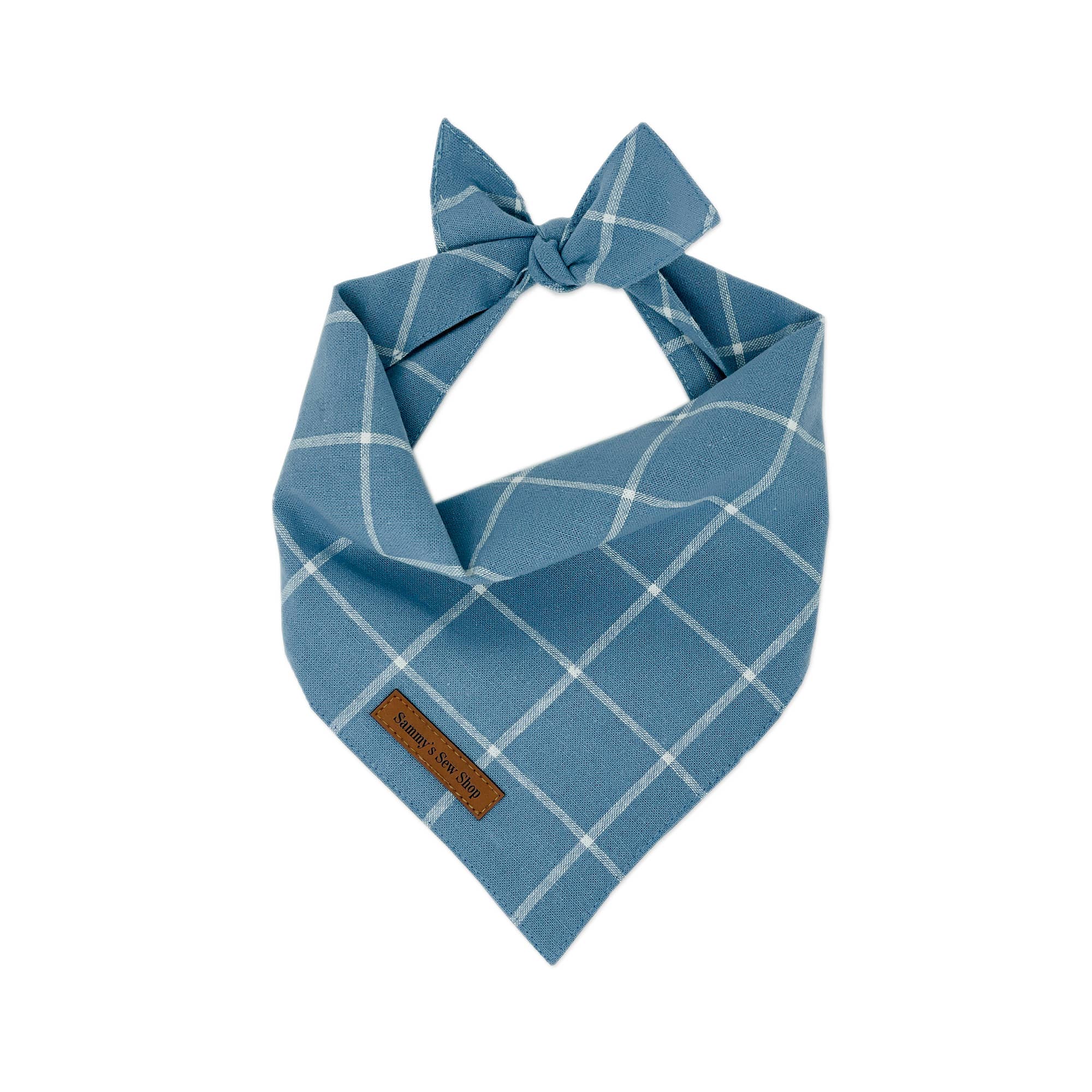 Cuddl - Wholesale Pet Bandana - Dog - Powder Blue Windowpane Dog Bandana