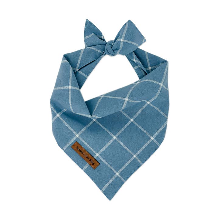 Cuddl - Wholesale Pet Bandana - Dog - Powder Blue Windowpane Dog Bandana0