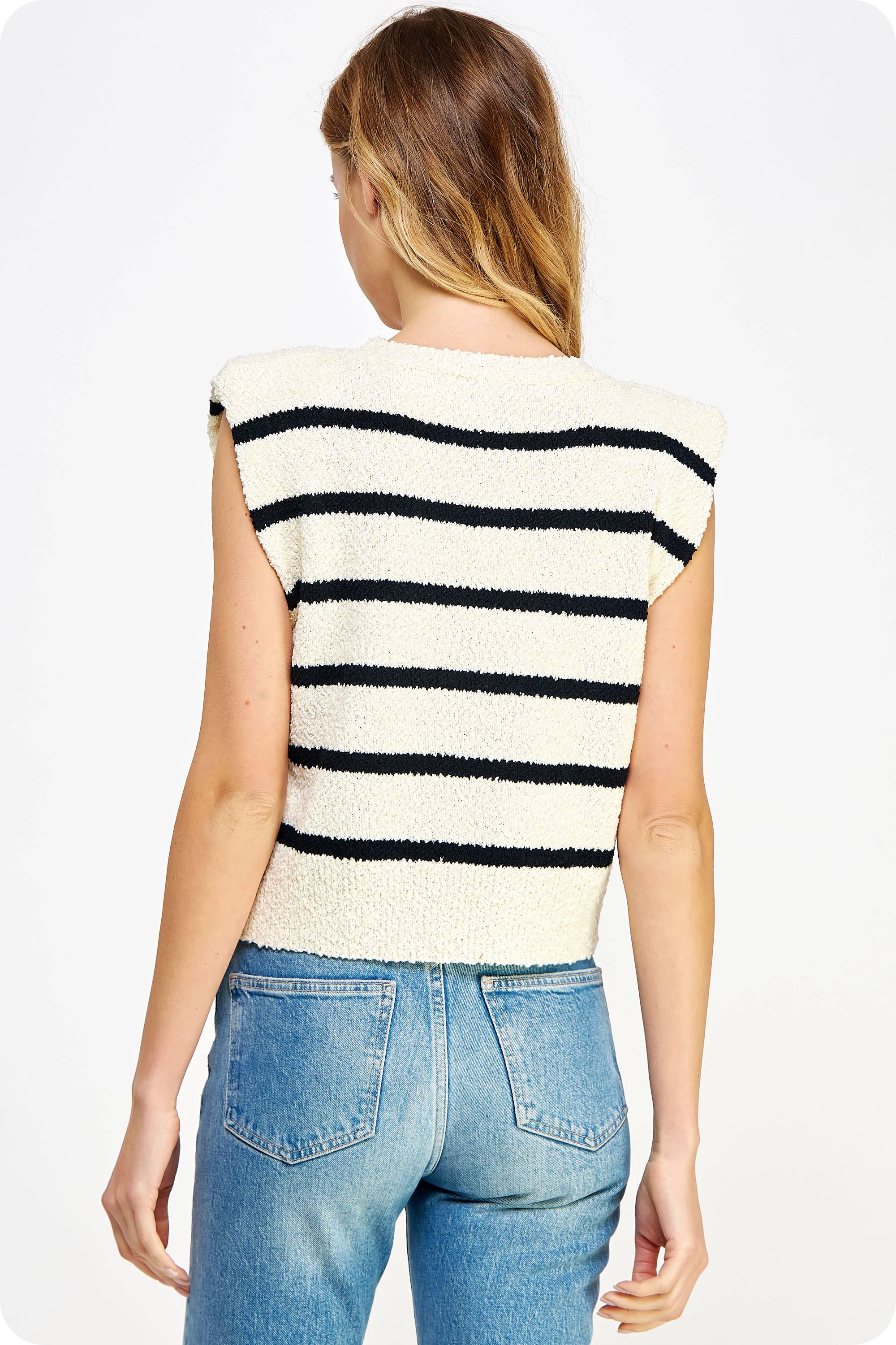 Strut & Bolt - Wholesale Tank Top - Women's - Shoulder Pad Sleeveless Textured Striped Knit Top14