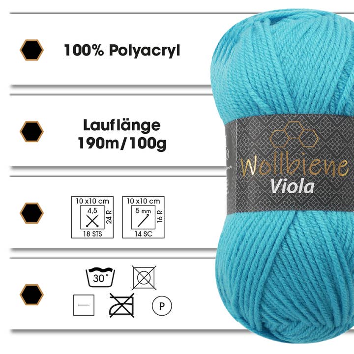 Wollbiene - Wholesale Yarn - Wool Bee Viola Knitting Yarn 100g Crochet Knitting Solid