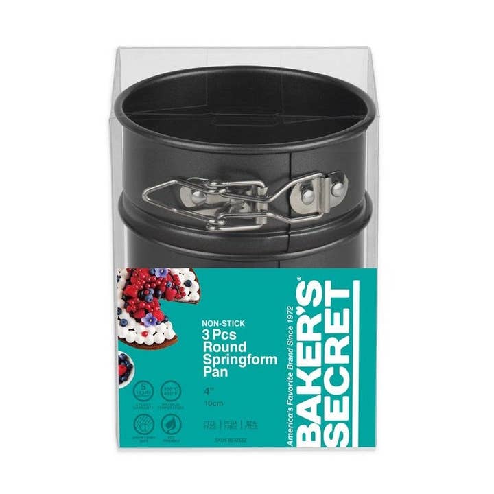 Gourmet Edge - Wholesale Flatware Set - Baker's Secret Essential Line 3 Pcs Mini Springform Pan Set with stainless steel lock, 10cm, 0.4mm 4” - #BS103320