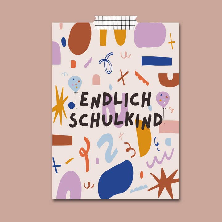 Postcard "Finally a Schoolchild" Colorful for wholesale by Modern Kids Art