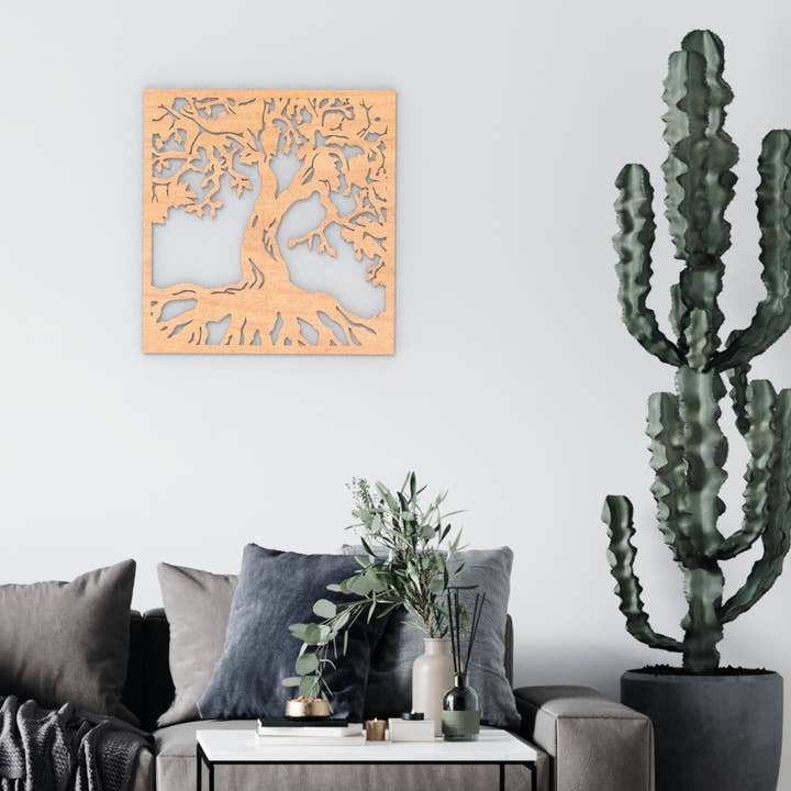 PeroWorx Designs - Wholesale Wall Accent - Tree Of Life Wood Wall Décor Square, Home Décor, Wall Art2