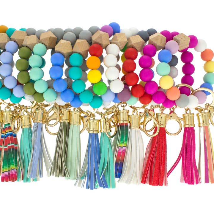 Suzie Q USA - Wholesale Keychain - Women's - Color Silicone Beaded Key Ring Keychain