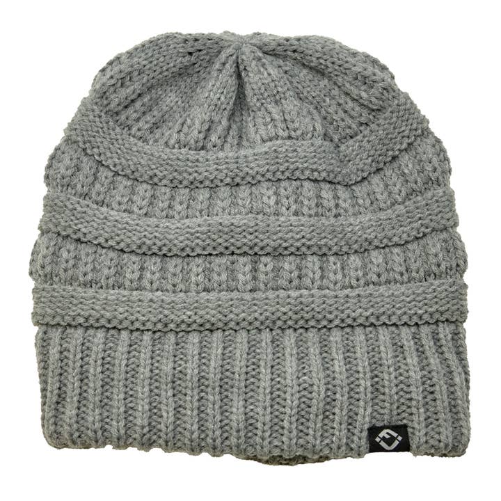 Funky Junque - Wholesale Beanie - Women's - FJ Satin Lined Solid Ribbed Beanie - Light Grey1