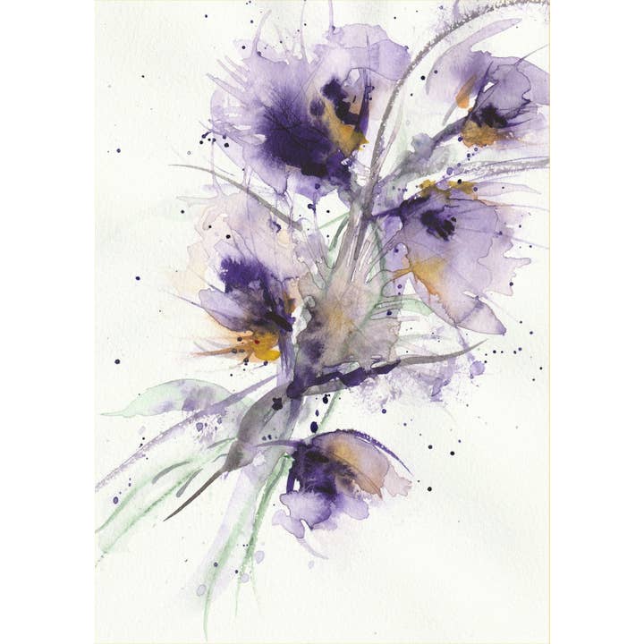 Maart Art - Wholesale Art Print - Floral Splash - Abstract Floral Watercolour Art/Purple Tones