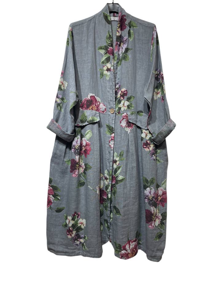 LINEN & COTTON HOUSE – Großhandel Jacke – Damen – Jacke 1142 aus Leinen mit Blumenmuster und Taschen26