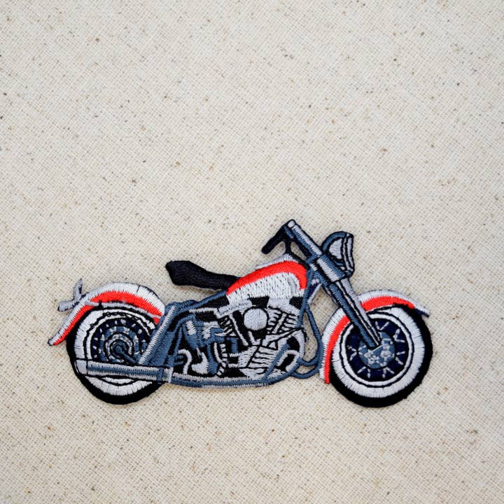 Black/Red/Gray - Motorcycle - Iron on Applique - Embroidered Patch - AP-511005 for wholesale by Wholesale Applique