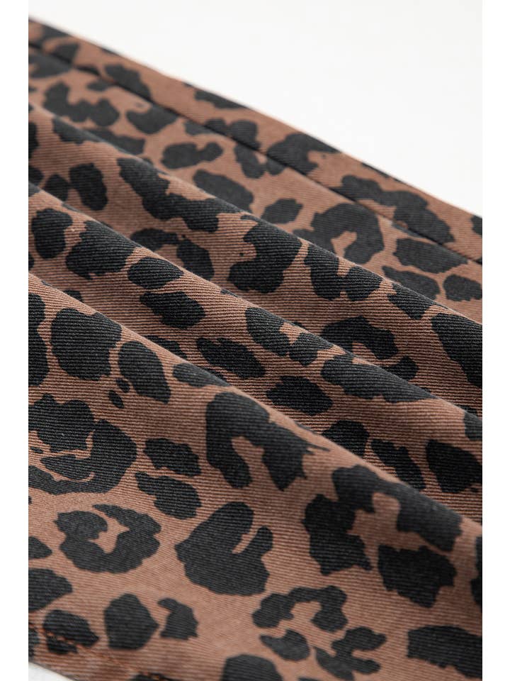 As shown Leopard Print Split Denim Midi Skirt | S-XL for wholesale on Faire2