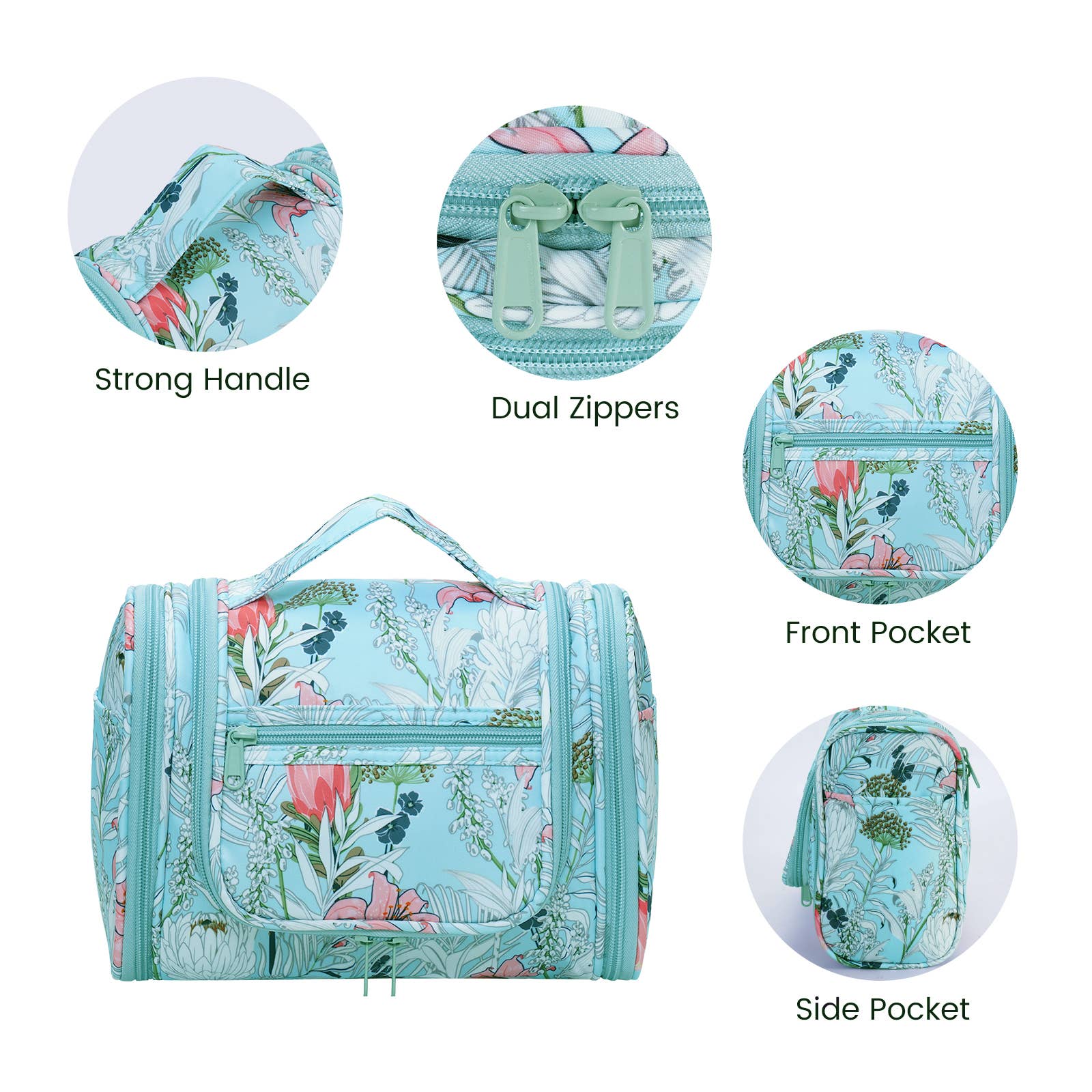 wandf - Wholesale Toiletry Bag - Women's - Versatile Hanging Cosmetic Bag with Floral Design for Travel15