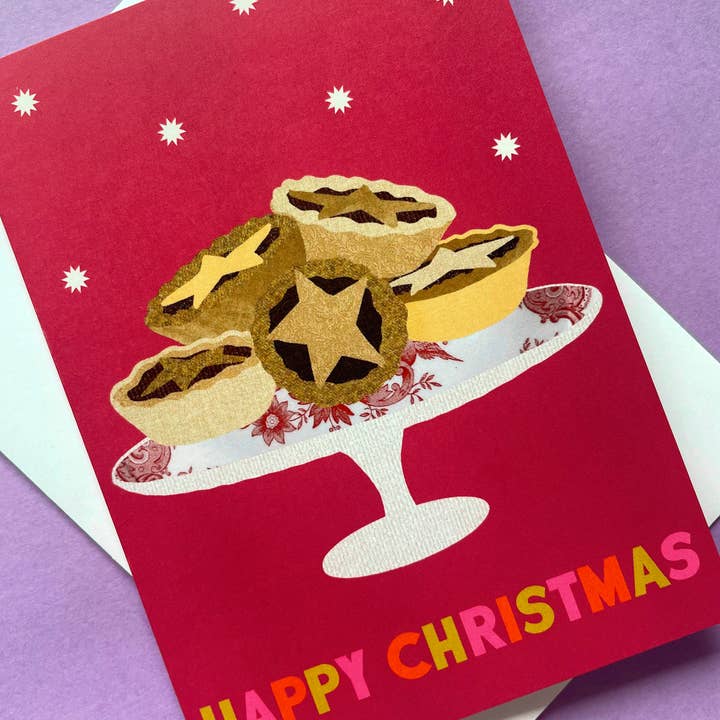 Katsillustration – wholesale Christmas card – Festive Feast Pies Christmas Card2