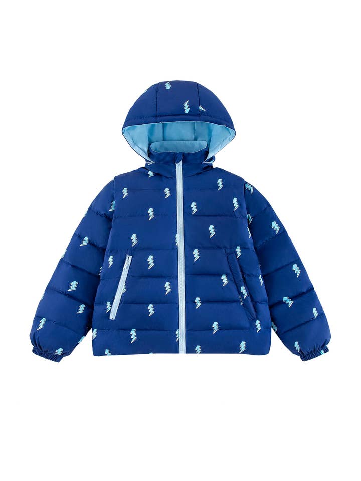 Tanner Reversible Detachable Light Puffer/Vest, Lightning Bolts for wholesale by calonie