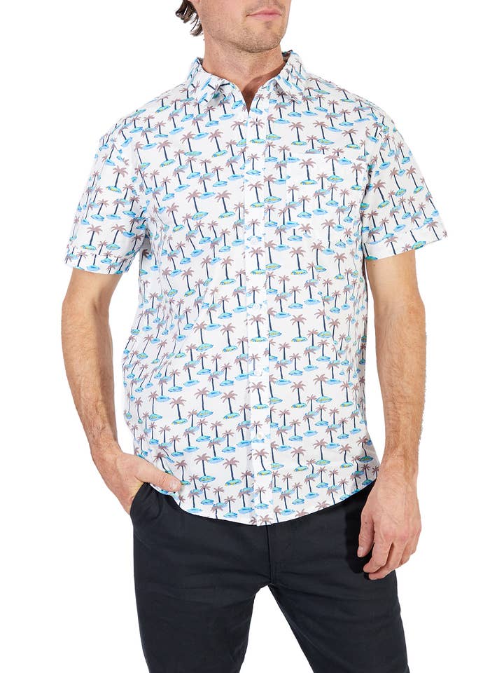HERRENHEMD MIT PALMENMUSTER für den Großhandel von Silver Jeans