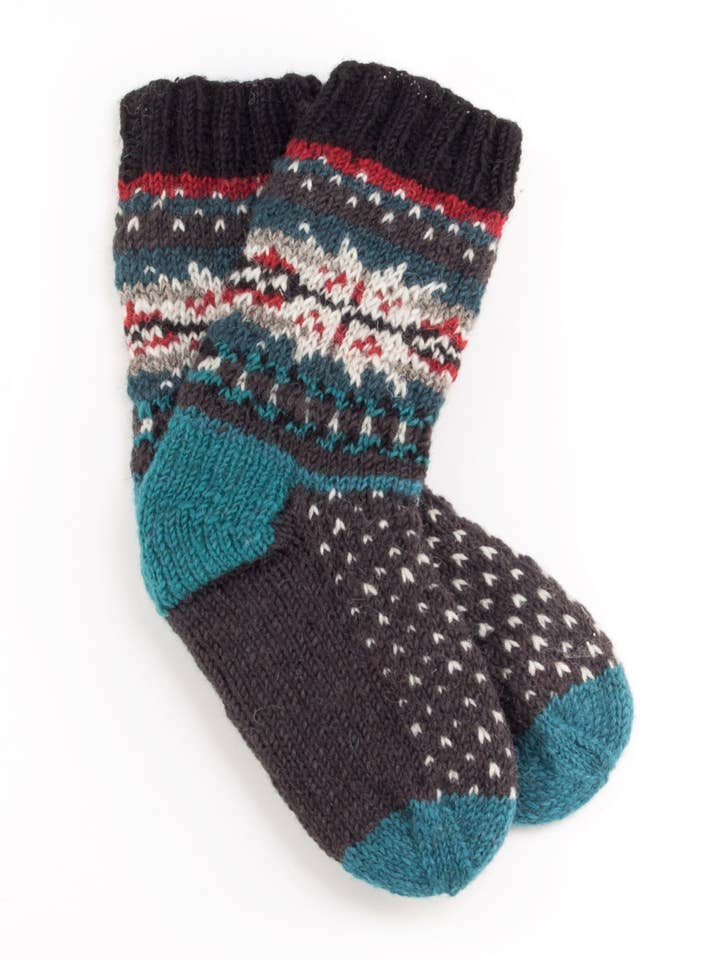 Lost Horizons Knitwear - Wholesale Socks - Women's - Jasper Wool Socks with Colorful Fair Isle Pattern